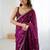 Purple floral embroidered tissue designer saree