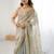 Grey floral zari tissue designer saree