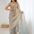 Grey floral zari tissue designer saree