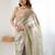 Grey floral zari tissue designer saree