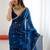 Blue floral embroidered tissue designer saree