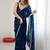 Blue floral embroidered tissue designer saree