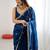 Blue floral embroidered tissue designer saree