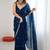 Blue floral embroidered tissue designer saree