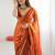 Orange floral embroidered tissue designer saree