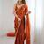 Orange floral embroidered tissue designer saree