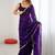 Purple floral embroidered tissue designer saree