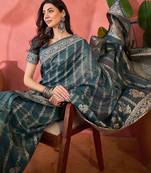 Teal woven design zari banarasi saree