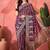 Purple floral woven design banarasi jacquard saree with blouse piece