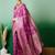Pink ethnic motif zari woven kanjeevaram saree with blouse