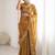 Mustard embroidered saree with unstitched blouse piece