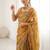 Mustard embroidered saree with unstitched blouse piece