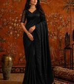 Black satin saree