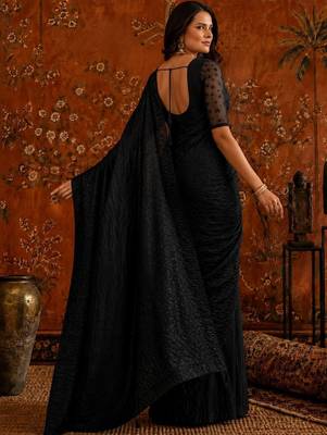 Black satin saree 2