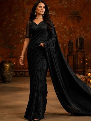 Black satin saree 3