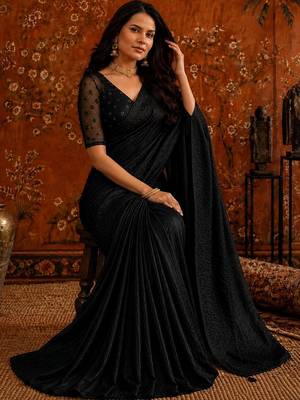 Black satin saree 5