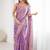 Purple embroidered saree with unstitched blouse piece