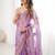 Purple embroidered saree with unstitched blouse piece
