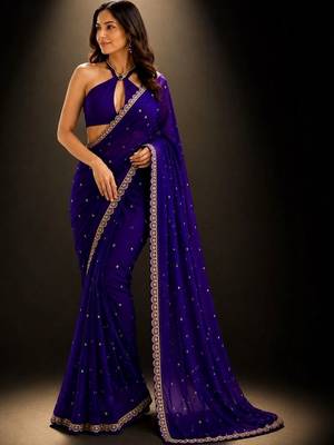 Purple embroidered saree 3