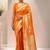 Orange zari satin saree