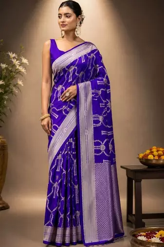 Purple zari art silk saree