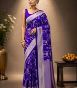 Purple zari art silk saree