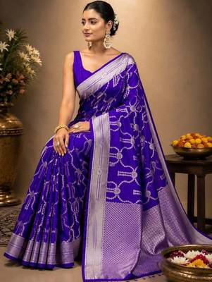 Purple zari art silk saree 2