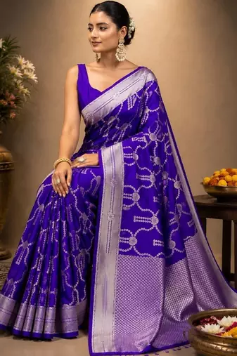 Purple zari art silk saree