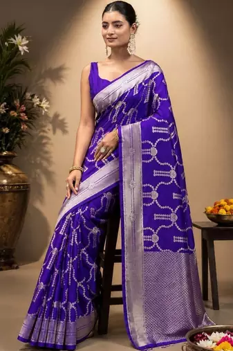 Purple zari art silk saree