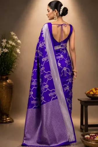 Purple zari art silk saree