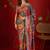 Multicolor ethnic motifs mirror work  georgette saree