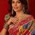 Multicolor ethnic motifs mirror work  georgette saree