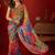 Multicolor ethnic motifs mirror work  georgette saree