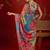 Multicolor ethnic motifs mirror work  georgette saree