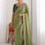 Olive embellished embroidered  georgette heavy work saree
