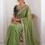 Olive embellished embroidered  georgette heavy work saree