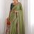 Olive embellished embroidered  georgette heavy work saree