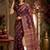 Maroon brown printed chanderi cotton ready to wear saree