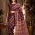 Maroon brown printed chanderi cotton ready to wear saree