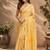 Yellow yellow printed chanderi cotton ready to wear saree