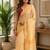 Cream yellow printed chanderi cotton ready to wear saree