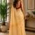 Cream yellow printed chanderi cotton ready to wear saree