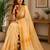 Cream yellow printed chanderi cotton ready to wear saree