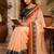 Peach peach printed chanderi cotton ready to wear saree