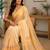 Peach yellow printed chanderi cotton ready to wear saree