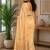 Peach yellow printed chanderi cotton ready to wear saree