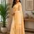 Peach yellow printed chanderi cotton ready to wear saree