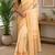 Peach yellow printed chanderi cotton ready to wear saree