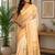 Peach yellow printed chanderi cotton ready to wear saree