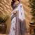 White white printed chanderi cotton ready to wear saree